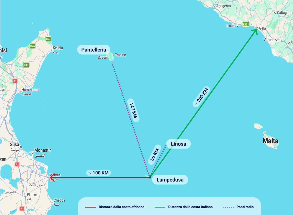 Mappa Lampedusa torri INWIT